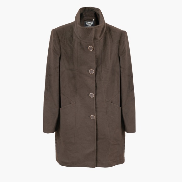 LORO PIANA & SARTORIA MARENERO Brown Wool Coat US 14 Quilted Lining - Picture 1 of 9